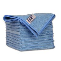 12" x 12" Buff Pro Multi-Surface Microfiber Cleaning Cloths | Blue - 12 Pack | Premium Microfiber Towels for Cleaning Glass, Kitchens, Bathrooms, Automotive