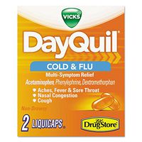 DayQuil 97047 Severe Cold & Flu Caplets, Daytime, Refill Pack, 2 Caplets/Packet, 20 Packs/Box