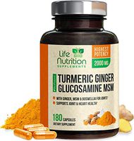 Turmeric Curcumin with Ginger, Glucosamine & MSM 2000mg 95% Curcuminoids, Bioperine for Best Absorption, Best Joint Support, Made in USA, Turmeric Pills by Life Nutrition - 180 Capsules