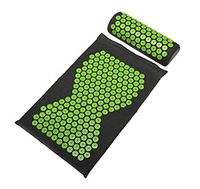 New Version Acupuncture Massage Mat, Acupressure Cushion with Pillow for Yoga Massage Pilates Meditation- Gray Green
