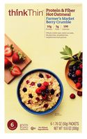 Think Products thinkThin Protein & Fiber Hot Oatmeal Farmer's Market Berry Crumble -- 6 Packets - 2 pc