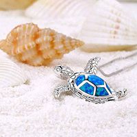 Cute delicate blue turtle necklace pendant