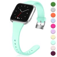 Hamile for Fitbit Versa/Versa 2/SE/Lite Bands, Slim Soft Silicone Wristbands Fitness Straps Replacement Belt for Fitbit Versa Lite Edition Fitness Smart Watch Band, Women Men, Large (MintGreen)