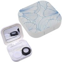 Portable Contact Lens Case Box Travel Kit Mirror + Bottle + Tweezers Container Holder [ Floral ]