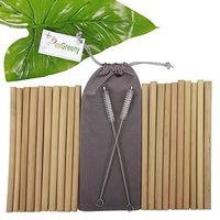Set of 20 Bamboo Straws by BeeGreeny – 8 Inches Natural Reusable Drinking Straw - with 2 Cleaning Brushes & Storage Pouch – Eco-Friendly Replacement for Plastic Ones