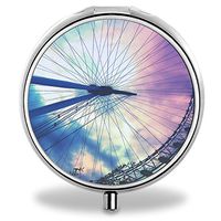 Ferris Wheel Pill Case, Round Stainless Drug Organizer Container Medicine Cover for Pocket Daily&Weekly