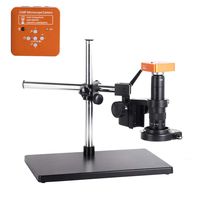 HAYEAR 21MP 1080P 60FPS 2K Full HD HDMI USB Electronic Industry Microscope Camera Digital Magnifier + 180X Zoom C-Mount Lens + Metal Boom Stereo Stand + Adjustable Illumination 144 LED Light