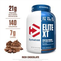 Dymatize Elite XT Protein Powder, Multi-Source Protein, 21g Protein, 4.5g BCAAs & 2.2g L-Leucine, with Slower Absorbing Casein, Rich Chocolate, 4 Pound
