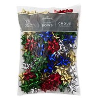 Hallmark Holiday 3" Bow Assortment (75 Bows; Red, Green, Blue, Gold, Silver) for Christmas Gifts (Renewed)