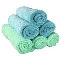 Universal Mojafiber Cloths-Lint-Free Streak-Free-Perfect for Kitchen Bathroom Counter Glass Electronics Car Detailing-Chemical-Free Cleaning 16”x16” Size 6-Pieces Set (Green/Aqua)
