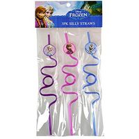 Disney Frozen Party Favors! 3pk Twisted Silly Straws! Featuring Queen Elsa, Princess Anna & Olaf!