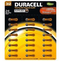 Duracell Duralock 24pk Hearing Aid Device Battery 1.4v Zinc Size 312