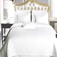 Luxury Checkered Quilted Wrinkle Free Coverlets Bedspread 100% Microfiber Set White/Twin-TwinXL(2PC)