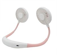 TACY Hands-Free Neckband Fan Sports Personal Fans Wireless & USB Rechargeable Necklace Style Fans Dual-Head Mini Fan (Pink)