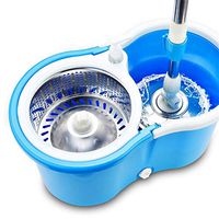 SADDPA Spin Mop Easy Wring Microfiber Cleaning System, Stainless Steel 360 Spin Dry Mop With Bucket Washable Hardwood Floor Clean (Color : Blue)