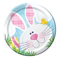 Sturdy Style Paper Dessert Plates, Cottontail Fun, 8-Count