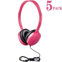 5Pack Kids Headphones/Earbuds/Earphones for Classroom, HONGZAN Bulk Headphones for School Classroom, Libraries, Museums, Laboratories, Students and Adults (Pink)