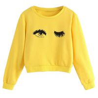 Clothful for 2-11 Years Old Kids Outfits,Teen Kids Girls Eye and Eyelash Print Cute Sweatshirts Pullover Tops Clothes (2-3 Years Old, Yellow)