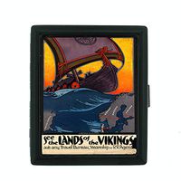 Metal Cigarette Case Vintage Poster D-220 See The Lands of The Vikings