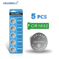 【5-Year Warranty】 CELEWELL CR1632 Battery Lithium 3v for Garmin Vivofit Jr Key Fob Replacement (5 Pack)