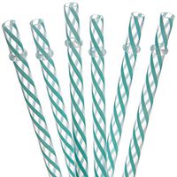 Dakoufish 12 Piece 9 Inch Reusable Plastic Thick Drinking Straws BPA Free Mason Jar Straws Transparent Small Stripe 6 Colors