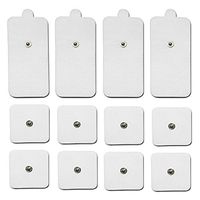 WillHealth TENS Unit Electrodes Pads -12 Piece Snap Electrode Pads for TENS/EMS Digital Therapy Machine Muscle Stimulator Pain Relief Massager - 8X 2 Square + 4X 2" x 4" Rectangular Massage Pads