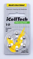 iCellTech Mercury Free Hearing Aid Batteries Size 10 (60 Batteries)