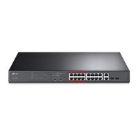 TP-Link 16-Port 10/100Mbps + 2-Port Gigabit Unmanaged Poe Switch - Up to 250 Transmission, 802.3AT/Af Compliant, Priority Mode for Video Monitoring (TL-SL1218MP)