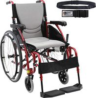 Karman S-Ergo 115 Ultra Lightweight Ergonomic Wheelchair Fixed Wheels, Swing Away Footrest in Rose Red Frame - Seat Size 18"W X 17"D & Get A Free Wheelchair Black Seatbelt