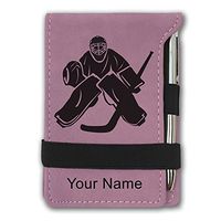 Mini Notepad, Hockey Goalie, Personalized Engraving Included (Pink)