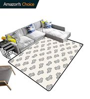 Bigdatastore Cactus Paisley Door Mats Outdoor, Monochrome Doodle South American Plants with Simplistic Style Exotic Sketch Pattern, Fashionable High Class Living Bedroom Rugs(4'x 6')
