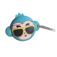 ICI-Rencontrer 3D Cool Funny Sunglasses Monkey Cartoon Animals Design Airpods Case Kids Girls Women Cute AirPods Accessories Wireless Earphone Soft Silicone Shockproof Protector With Hanger Blue