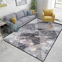 Marble Gingham Area Rug Sets, Geometric Diamond Shaped Grunge Granite Rock Facet Forms Ceramic Abstract Print, Durable Carpet Area rug - Living Dinning Room Bedroom Rugs and Carpets(2.5'x 7')