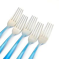 BalsaCircle 48 pcs 7-Inch long Blue Silver Ombre Plastic Forks - Disposable Wedding Party Catering Tableware Discounted Supplies