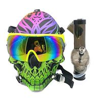 Skull Cosplay Silicone Gas MASK with Skull and Straight Waterpipe Rainbow Gas Mask(with Goggles)