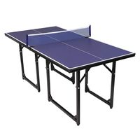 PEXMOR Foldable Table Tennis Ping Pong Table, Pre-Assembled Multi-Use Midsize Compact Table Tennis with Net and Post Set, Indoor/Outdoor Mini Tennis Table