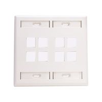 Leviton 42080-8WP 8-Port Dual Gang QuickPort Wallplate with ID Windows, White