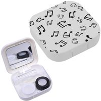 Portable Contact Lens Case Box Travel Kit Mirror + Bottle + Tweezers Container Holder [ Doodles Cute Black ]