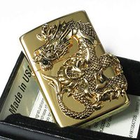 Zippo Rampage Gold Dragon 2-Sides Metal Onyx Japan 1000 Limited Oil Lighter