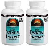 Source Naturals Daily Essential Enzymes 500 Mg (Pack of 2) with Lipase, Alpha-Amylase, Lactasecellulose, Calcium and Magnesium, 240 Vegetarian Capsules Each