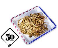 [50 COUNT] 9.5" inches American Flag Contemporary Bagasse Eco Disposable Plates - Natural Sugarcane Fibers Compostable Environmental Friendly Paper Plastic Alternative 100% by-product (Red/White/Blue)