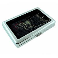 Bloody Knife Murder Em1 Hip Silver Cigarette Case Id Holder Metal Wallet 4" X 2.75" RFID Protection