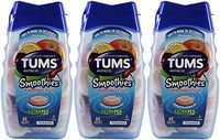 Tums Smoothies Extra Strength 750, Assorted Fruit, 60 Chewable Tablets (Pack of 3)