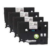 Molshine Compatible Heat Shrink Tube Label Tape, Replacement for Brother HSe211 HSe-211 HS211 HS-211 Black On White 6mm x 1.5m (1/4 inch x 4.9 feet), 4 Pack