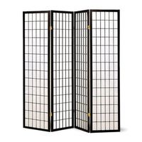 SQUARE FURNITURE Panel Shoji Screen Room Divider 3-10 Panel (4 panel, Black, White, Cherry, Natural)