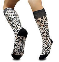 Bondi Band White Leopard Compression Socks, White/Black, Medium