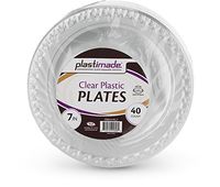[40 Count] Plastimade 7 Inch Appetizer Plates Clear Disposable Heavy Duty Plastic, Ideal For Wedding, Catering, Parties, Buffets, Events, Or Everyday Use, 1 Pack