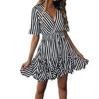 Cliramer Women's Holiday Summer Fashion Lace Loose Swing Casual V Neck Beach Party Midi Dress Black