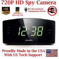 HD 720P Covert Alarm Clock Radio Spy Camera Hidden Nanny Camera Spy Gadget (SD Card Model/NO WI-FI)