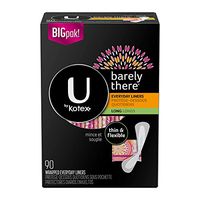 U by Kotex Barely There Liners, Light Absorbency, Long, Fragrance-Free, 90 Liners